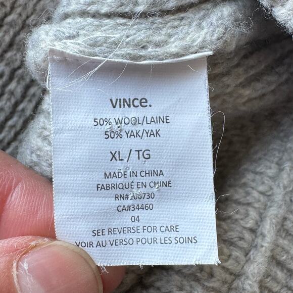 VINCE Gray Wool Yak Blend Long Sleeve Waffle Knit Sweater - Picture 7 of 8